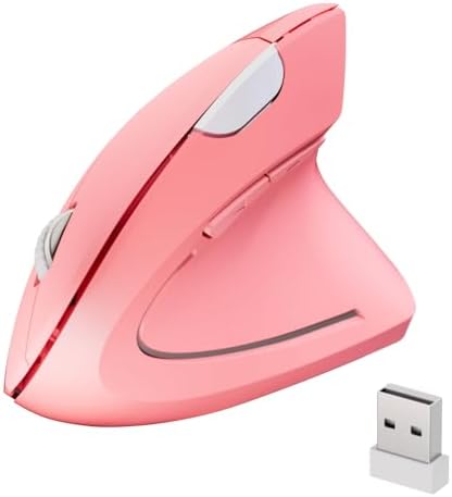 Wireless Ergonomic Mouse,2.4G USB Wireless Vertical Mouse,Adjustable DPI(800/1200/1600),Quiet Clicks,6 Buttons for Laptop,PC,Mac,Desktop – Pink by Unknown