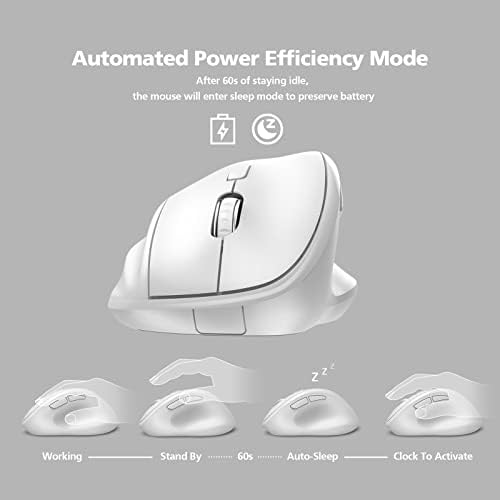 Ergonomic Wireless Mouse 2025 New Updated Smaller with USB-A Receiver for PC Computer, Laptop and Desktop, Ergo Mouse Vertical with Silent Clicks Long Battery Life, Up to 1600 DPI, White - Image 2