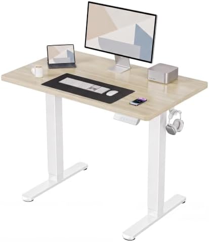 HUANUO 40x24 Inch Electric Standing Desk, Height Adjustable, Natural by HUANUO