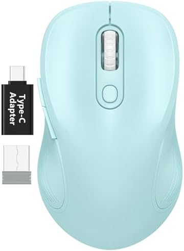 WisFox 2.4GHz Wireless Mouse for Laptop, Ergonomic 6-Button, Baby Blue by Bringyouqualityproducts