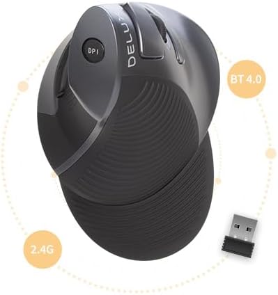 DELUX Ergonomic Vertical Mouse, Rechargeable Vertical Mouse (M618G DB) - Image 4