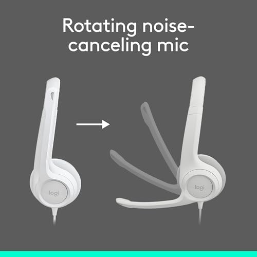 Logitech H390 Wired Headset PC/Laptop Stereo Headphones, USB-A, Off-White - Image 3