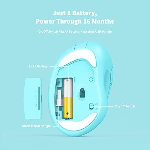 Ergonomic Wireless Mouse with USB Receiver for PC Computer, Laptop and Desktop, Ergo Mouse Vertical with Silent Clicks Long Battery Life, Up to 1600 DPI & 1 AA Battery Powered, Blue - Image 5