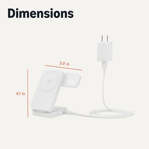 Amazon Basics MagSafe Compatible 25W Fast Charging Qi2.2 Certified 3-in-1 Wireless Charging Station, Foldable Stand for iPhone 17/16/15/14/13/12, Apple Watch, AirPods, with 45W Adapter, White - Image 5
