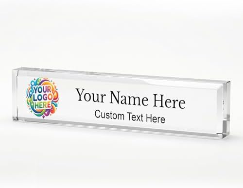 Signs ByLITA Customizable Full Color Acrylic Desk Sign – Upload Your Logo or Photo, Personalized Name Plate 2" x 10" Office Desk Décor - Image 3