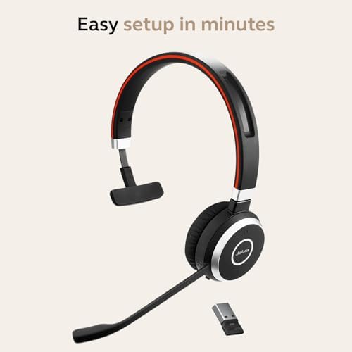 Jabra Evolve 65 SE Mono Wireless Headset - Bluetooth Headset with Noise-Cancelling Microphone, Long-Lasting Battery, and Dual Connectivity - MS Teams Certified, Works with All Other Platforms - Black - Image 6