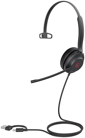 Yealink UH37 USB Mono Headset Noise Cancelling Wired Headset for PC Laptop Teams Certified USB A and USB-C Cable Works with Zoom and Other Leading UC Platforms - Image 4