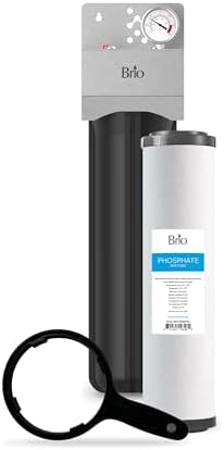 Brio Whole House Water Filter System w/Gauge & Fast-Flow Phosphate Anti-Scale Filter 4.5" x 20" | Removes Dirt, Improves Taste & Protects Home Appliances | 900 GPH | 100,000 Gallons or 12 Months by Brio