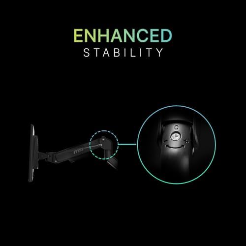 MSI MAG MT101DG - Gas Spring Dual Monitor Stand Arm, Supports 17-32" and 22 lbs, VESA Compatible, Adjustable Gas Spring Mount, Clamp & Grommet, Quick Release Plate – Black - Image 4
