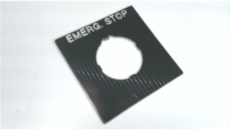 IDEC NWAS-104B "E-Stop" NAMEPLATE, 45 X 45 MM, Black NAMEPLATE, FACEPLATE, TW Series by Idec