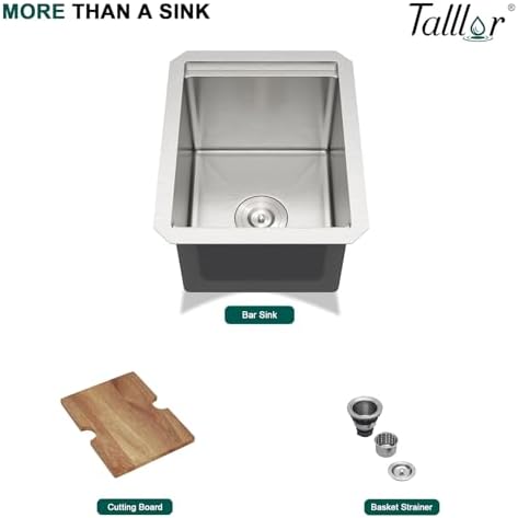 12" Undermount Bar Sink, 16 Gauge Stainless Steel Workstation Prep Sink with Cutting Board & Drain Strainer, Small Single Bowl Wet Bar Sinks for RV, Kitchen Island, Brushed Nickel #TLU-0018 - Image 7
