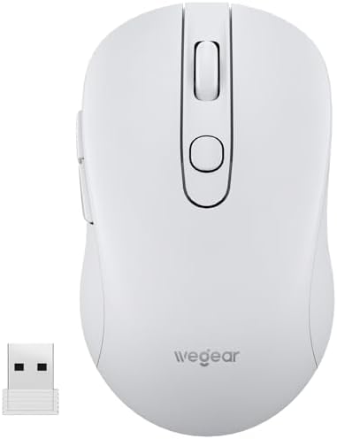 wegear USB Wireless Mouse for Laptop PC Mac, 2.4GHz Cordless Mouse-White by wegear