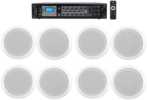 Rockville RCS180-6 6-Zone Bluetooth Commercial Amp with 8 CC65T Speakers by Rockville