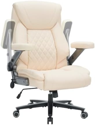 600lbs Big and Tall Office Chair with Lumbar Support 5 Way Adjustable Armrest Heavy Duty Ergonomic Office Chair Executive OfficeChair Extra Wide and Oversized (Beige) by BUYNOW