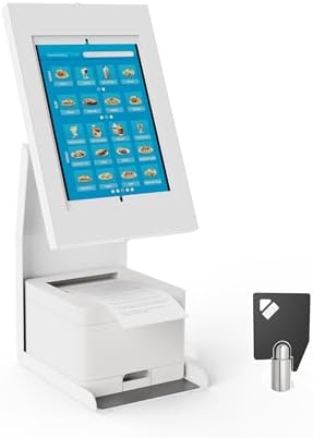 Mount-It! iPad Kiosk Stand with Printer Shelf, Locking Anti-Theft, White by Mount-It