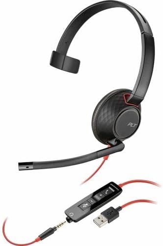 Poly Blackwire 5210 Headset - Microsoft Teams Certification - Mono - Mini-phone (3.5mm) - Wired - 32 Ohm - 20 Hz - 20 kHz - Over-the-head, On-ear - Monaural - Supra-aural - 7.12 ft Cable - Noise Cance by Unknown