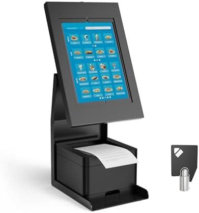 Mount-It! iPad Kiosk Stand with Printer Shelf, Locking Anti-Theft, Black by Mount-It