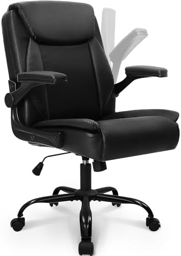 NEO CHAIR PU Leather Office Desk Chair with Adjustable Arms, All Black by NEOCHAIR