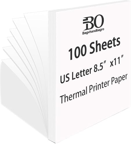 Thermal Paper 8.5 x 11 Inch for Thermal Printers, 100 Sheets, BPA-Free by Bagvhandbagro