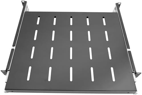 GlobalRack 1U Sliding Shelf,14-22" Adjustable, Double-Sided, Soft-Close by GlobalRack
