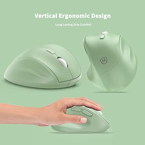 Ergonomic Wireless Mouse with USB Receiver for PC Computer, Laptop and Desktop, Ergo Vertical Mouse with Silent Clicks Long Battery Life, Up to 1600 DPI & 1 AA Battery Powered, Green - Image 5