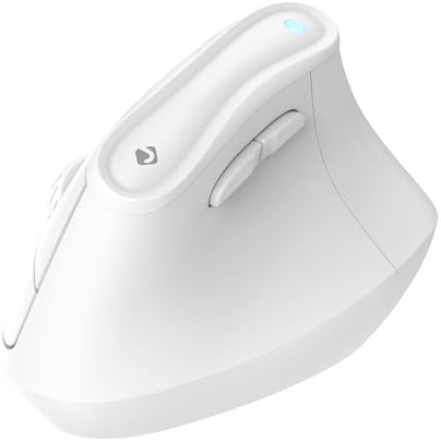 J-Tech Digital Wireless Mouse, Vertical Ergonomic Mouse with 2.4G Wireless & Bluetooth for 3 Multi-Device Function, Adjustable DPI Modes, Compatible with PC, Mac, Laptop - White by J-TechDigital