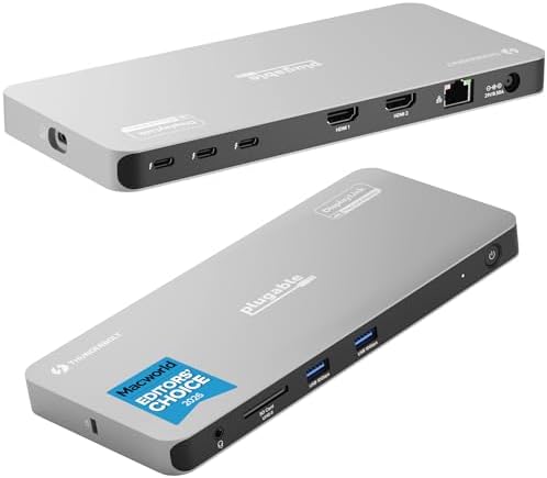 Plugable Thunderbolt 4 Dock Quad Monitors, 100W, Connect Four 4K Monitors by Plugable