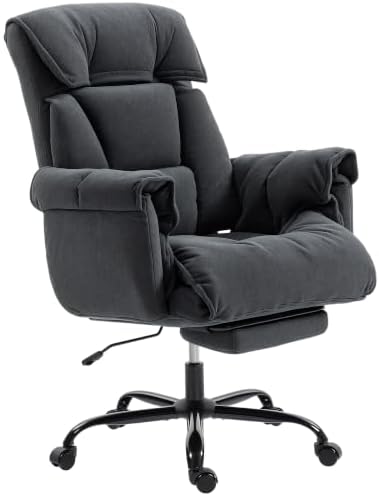 HOMCOM Executive Office Chair Comfy with Foot Rest Reclining Dark Gray by HOMCOM
