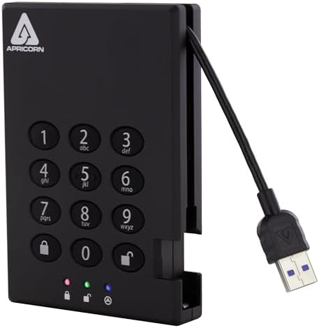 Apricorn 1TB Aegis Padlock USB 3.0 256-bit AES XTS Hardware Encrypted Portable External Hard Drive (A25-3PL256-1000) by Apricorn