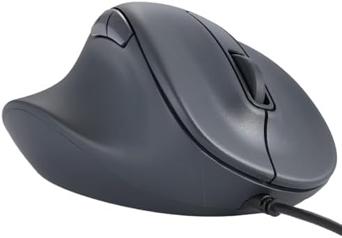 ELECOM Left Hand Wired USB Ergonomic Shape Mouse, Silent Click, 2000DPI, 5 Buttons, Optical Sensor, Compatible with PC, Mac, Laptop, EX-G, Msize Black (M-XGM31UBSKBK) by ELECOM