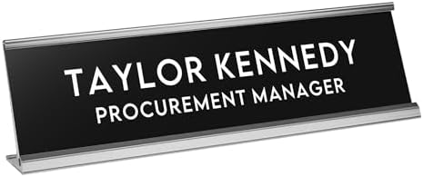 Custom Engraved Desk Plate | Personalized with your Name and Title | Perfect Decor for Office, Business, or Home | Multiple Font and Color Options | 2x8" or 2x10" (Black w/White Letters, 2x10") by 904Custom