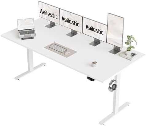 Agilestic 71 * 32 Inch Height Adjustable Electric Standing Desk, White by Agilestic