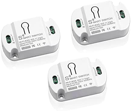 10A Basic Wi-Fi Wireless Smart Switch for Smart Home Smart Life APP Compatible with Alexa & Google Home Assistant No Hub Required Support DIY Module (3 pcs) by RODOT%7CDIYYOURSMARTLIFE