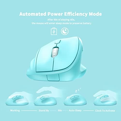 Ergonomic Wireless Mouse with USB Receiver for PC Computer, Laptop and Desktop, Ergo Mouse Vertical with Silent Clicks Long Battery Life, Up to 1600 DPI & 1 AA Battery Powered, Blue - Image 2