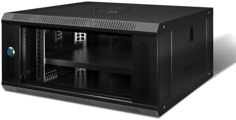 6U Wall Mount Server Cabinet IT Network Rack Enclosure Lockable Glass Door Server Rack Cabinet Black by JIZEUO