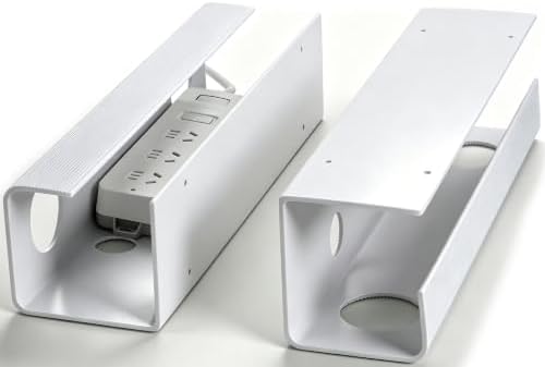 ZhiYo 2 Pack Large Capacity Cable Management Tray, Under Desk Cable Tray 31.5in(2X L15.7in), PVC Standing Desk Cord Management Ideas, Cable Organizer for Office and Home - White by ZhiYo