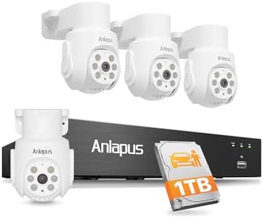 Anlapus 5MP Home Security Camera System, 4pcs 3K Pan Tilt Cameras, 1TB HDD by Anlapus