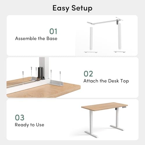 CubiCubi 48 x 24 Large One-Piece Electric Adjustable Standing Desk, Maple - Image 7