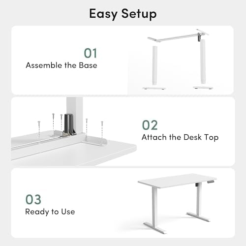 CubiCubi 48 x 24 Large One-Piece Electric Adjustable Standing Desk, White - Image 6