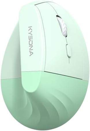 KYSONA EM18 Wireless Ergonomic Vertical Mouse, Ergo Design, Bluetooth Cordless Mouse for Medium/Large Hands, Silent Click, 5-Level Adjustable DPI, Carpal Tunnel Mice for Computer/PC/Mac/Laptop, Green by KYSONA