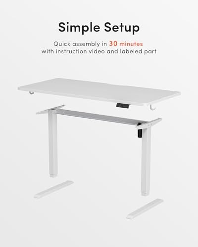 DESINO Standing Desk, 55 × 24 Inches Electric Height Adjustable, Sit and Stand Up, Computer Office Desk with Splice Board, White Frame/White TOP - Image 7