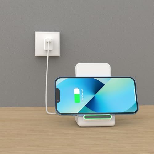Wireless Charger Stand for Samsung, Fast Wireless Charging Stand for Apple iPhone, for Samsung Galaxy S22/S21/S20, for Google Pixel, for LG and All Qi-Enabled Devices (White) - Image 5
