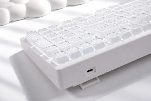 ZORNHER ZH980 Wireless Mechanical Keyboard,95% White Creamy Keyboard with Number Pad,Full Size Gaming Keyboard,Cute Jelly Glossy Cat-Ear Keycaps,Girly Aesthetics Kitty Keyboard,Creamy Switches - Image 7