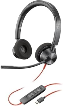 Plantronics - Blackwire 3320 USB-A - Wired, Dual-Ear (Stereo) Headset with Boom Mic - USB-A to Connect to Your PC, Mac or Cell Phone - Works with Teams, Zoom & More by Poly