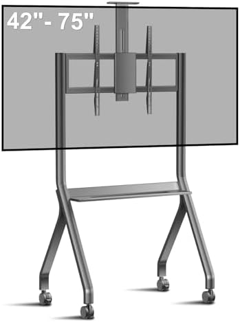 Smart Board Stand with Camera Tray Fits 42"-75" Screens, Interactive Whiteboard Stand with 360° Rotating Wheels Holds 300LBS, Height Adjustable,Mobile Stand for Home, Office & Classroom by OmninexHub