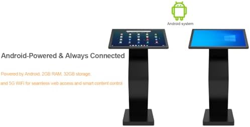 27 Inch Touch Screen Kiosk, 10pt PCAP Touch Screen Digital Signage, Plug&Play K-Style Indoor Digital Signage, Interactive LCD Display Signage, CMS/U-Disk Publish Content, Split Screen, Android 11 - Image 6