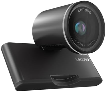 Lenovo 4K Pro Webcam, AI Noise Cancellation and Enhanced Image Quality, 4K Resolution, 4X Digital Zoom, Physical Privacy Shutter, Auto Light Adjustment, Directional Microphone, Teams Certified, Black by LENOVO