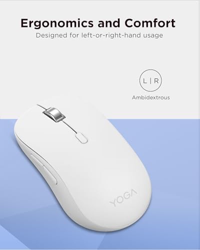 Lenovo Yoga Bluetooth Silent Mouse, 3 Level DPI Adjustment, 36 Month Battery Life, Bluetooth 5.3, 3 Device Paring, Whisper Quiet, Programmable Buttons, Smooth Finish, Seashell - Image 2