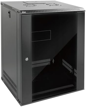 Tecmojo 15U Wall Mount Rack Network Cabinet for 19" IT Equipment,with Lockable Glass Door and Side Panels,Cooling Fan,17.7inch Depth,Black (15U) by Tecmojo