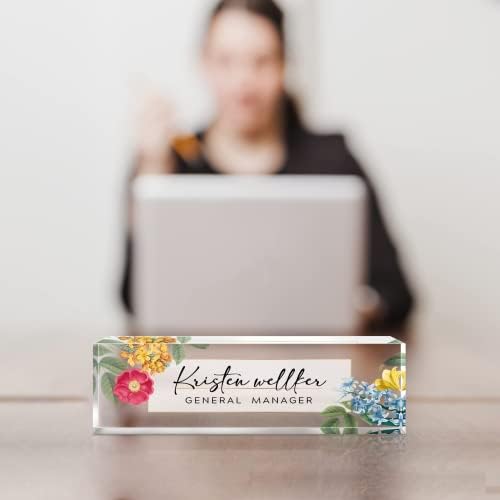 Desk Name Plate Personalized, Premium Clear Acrylic Desk Name Plate, Personalized Name Plate for Desk, Office Decor for Women or Men Coworkers, Boss, Employee, Teacher, Social Worker (Style-Red) - Image 2